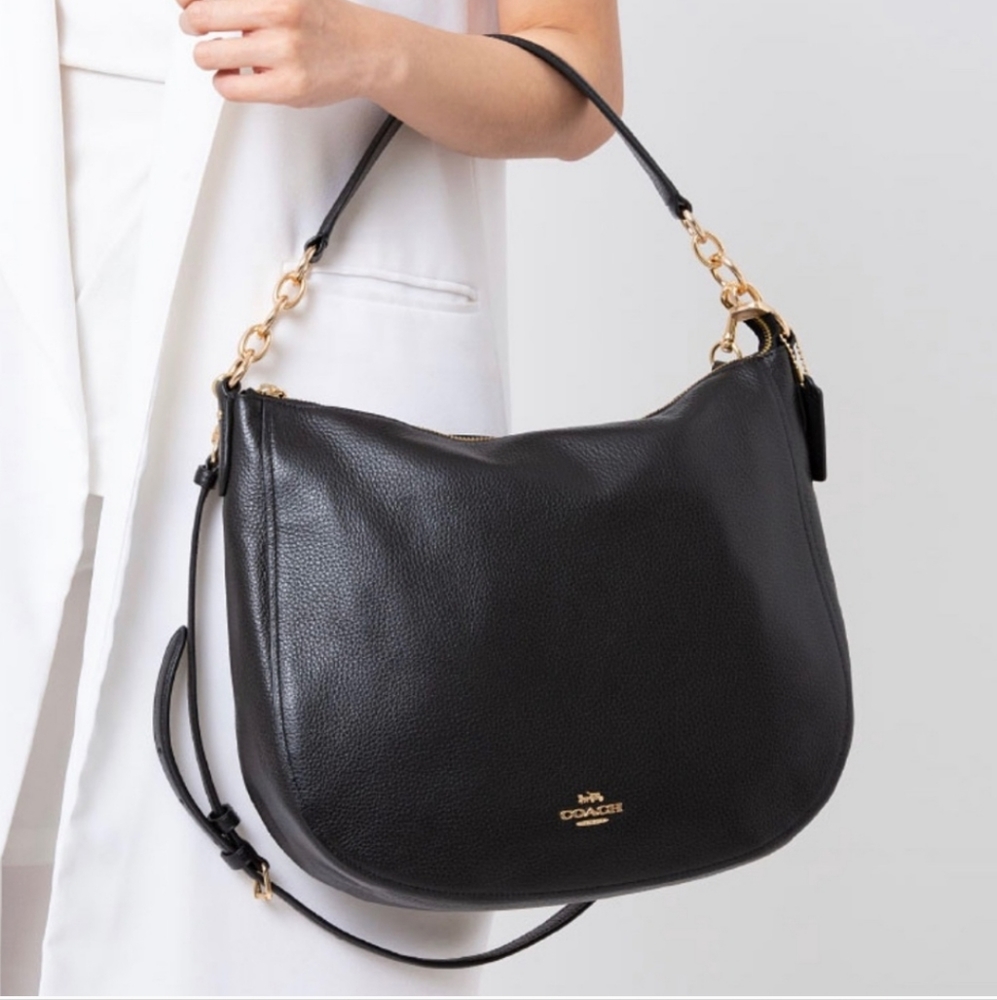 Coach Elle Hobo Shoulder Bag F31399 BLACK with GOLD